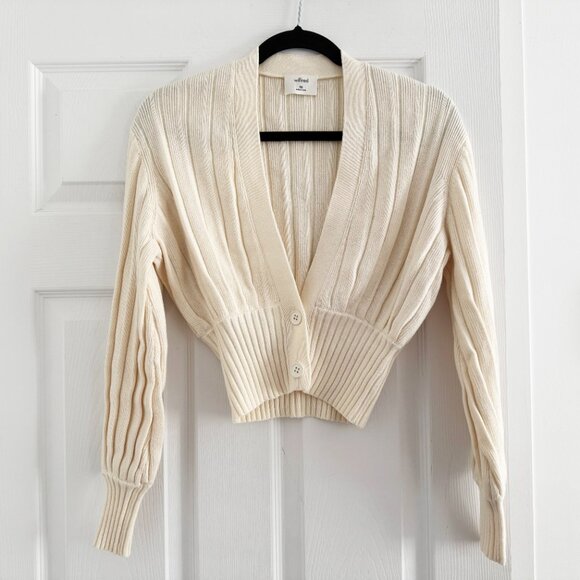 Wilfred Ribbed Crop Cardigan in Ivory, size XXS - Picture 2 of 8